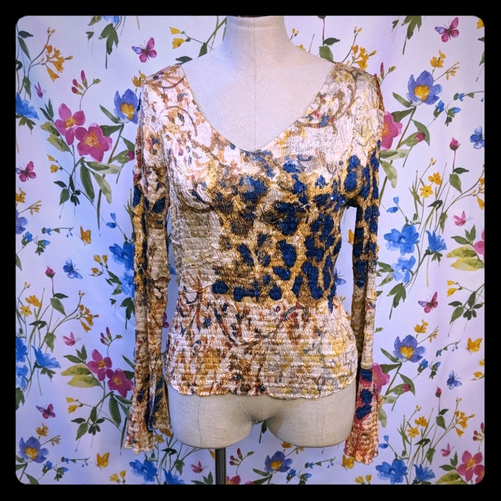 Alberto Makali crepe blouse Long sleeve unique L